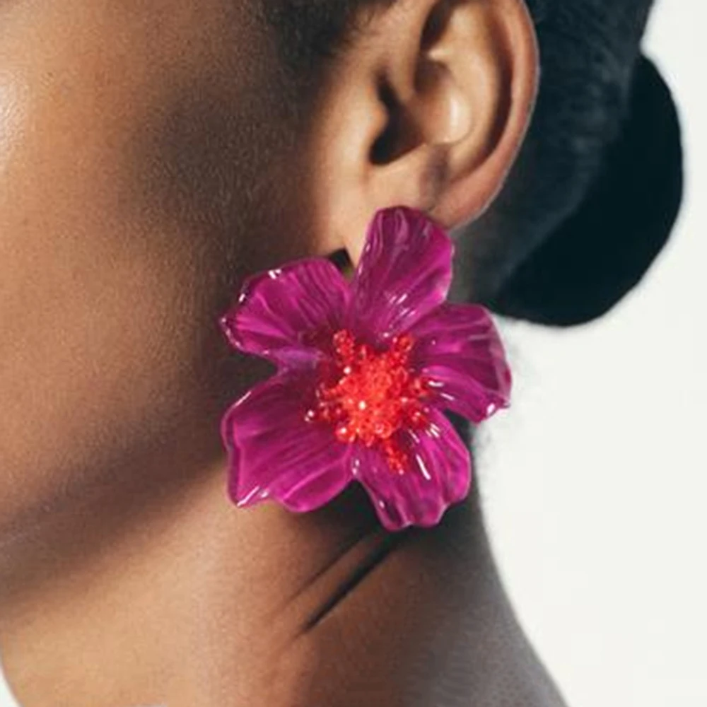 ZAA 트렌디 컬러풀 송진 꽃 귀걸이, 럭셔리 하이 퀄리티, 우아한 홀리데이 파티 쥬얼리 액세서리 title=ZAA 트렌디 컬러풀 송진 꽃 귀걸이, 럭셔리 하이 퀄리티, 우아한 홀리데이 파티 쥬얼리 액세서리 