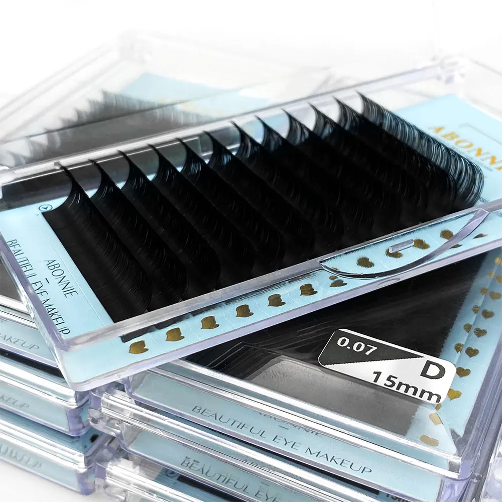 Abonnie 캐시미어 클래식 개별 속눈썹 연장 울트라 매트 블랙 속눈썹 푹신한 섬모 모든 크기 Cilios