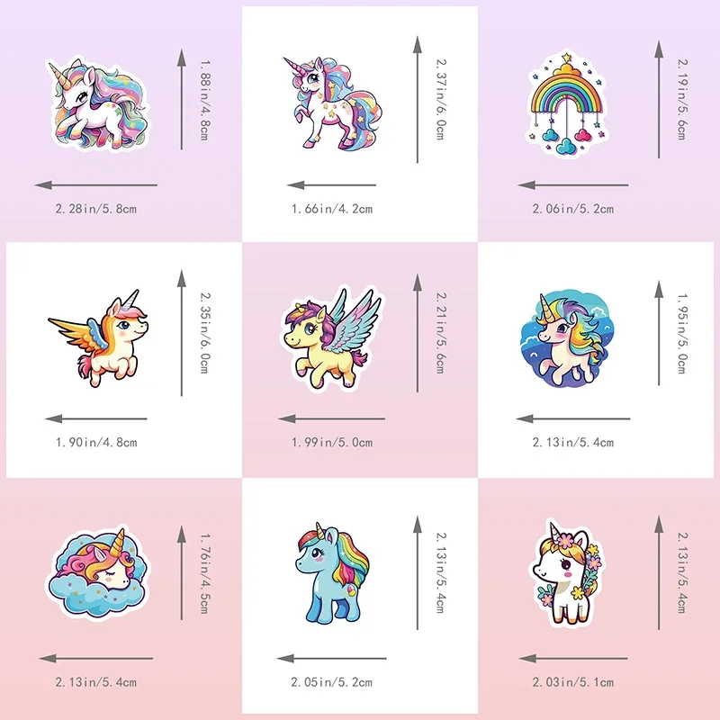 10/30/50PCS 유니콘 비행 PVC 스티커 미적 장식 Scrapbooking 어린이 한국어 편지지 학교 용품 어린이위한