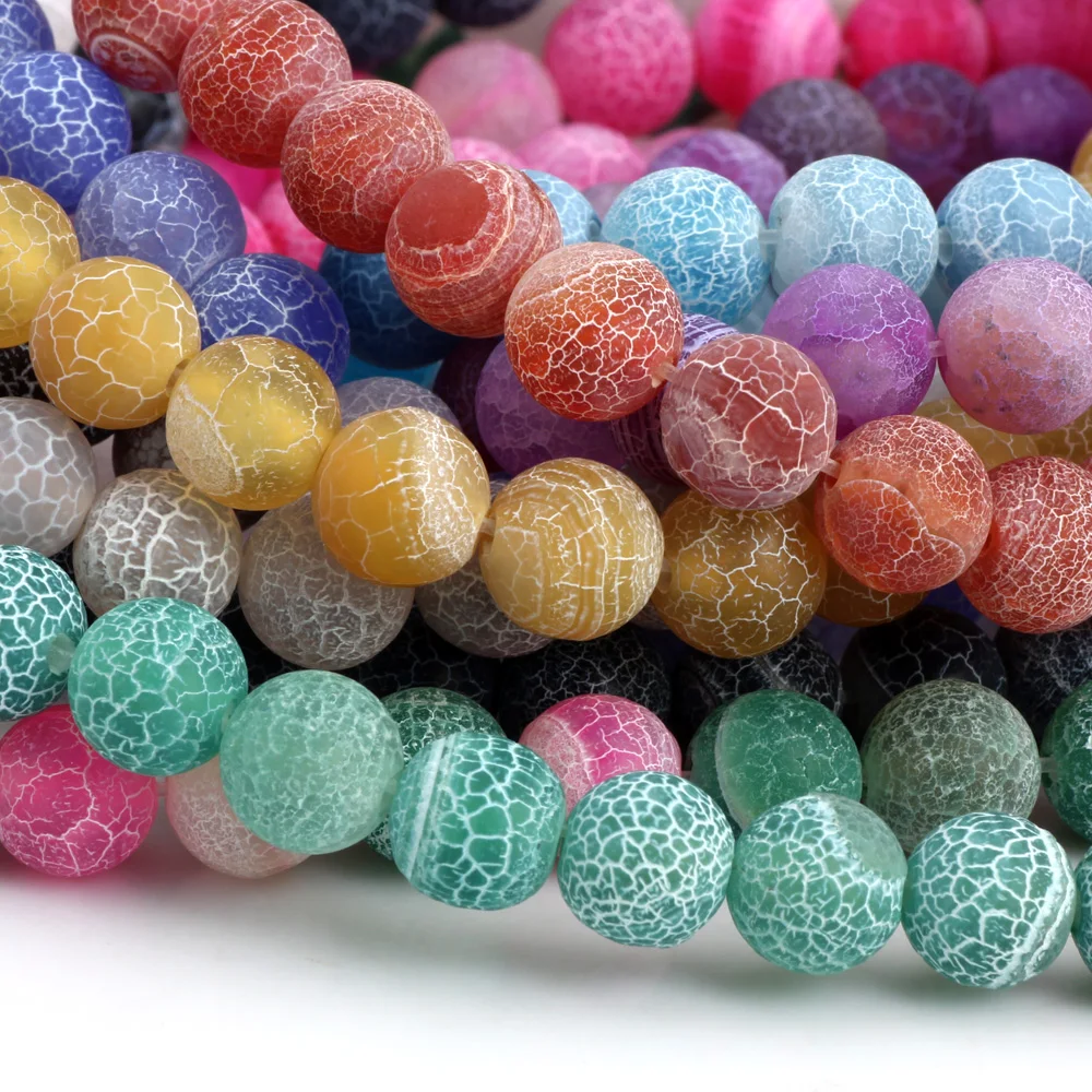 6MM/8MM/10MM 라운드 매트 여러 가지 빛깔의 프로스트 마노 천연 준 보석 루즈 비즈 DIY 목걸이 쥬얼리 만들기