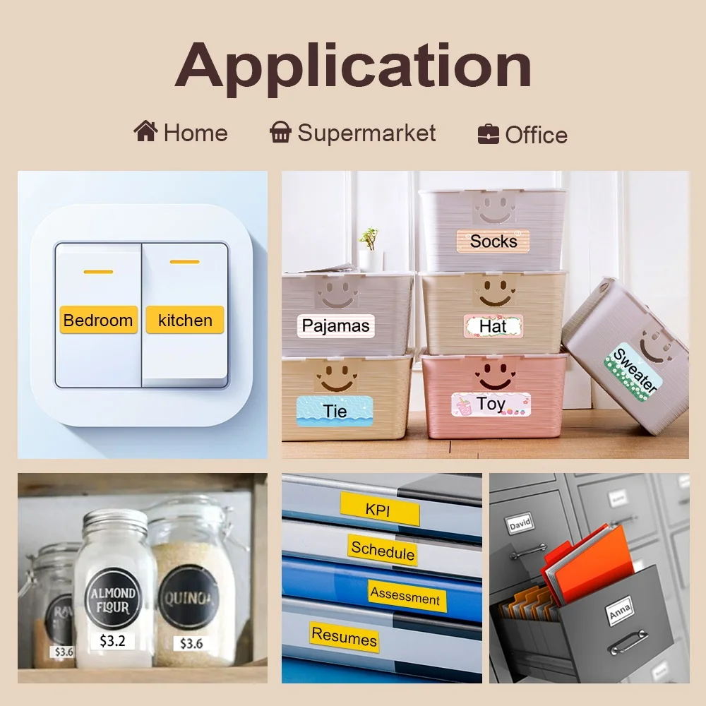 Niimbot B21/B1/B3S 열 라벨 스티커 용지 인쇄용 흰색 20-50mm 너비 의류 태그 상품 가격 식품 자체 접착