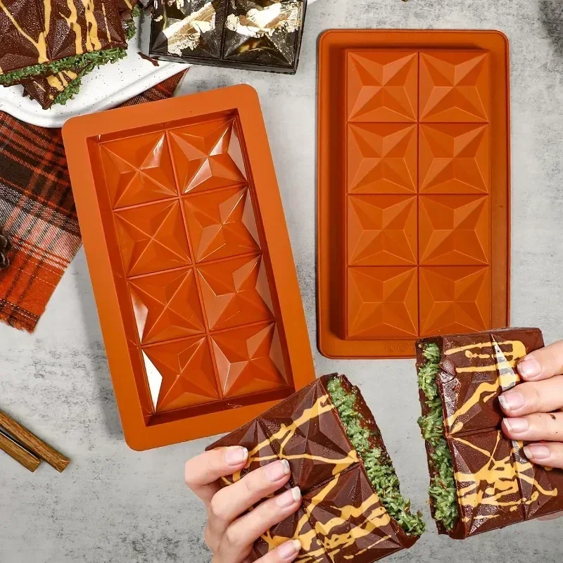 두바이 초콜릿 몰드 바 피스타치오 초콜릿 바 필링 바용 실리콘 두꺼운 몰드, 필링용 대형 캔디 바 몰드