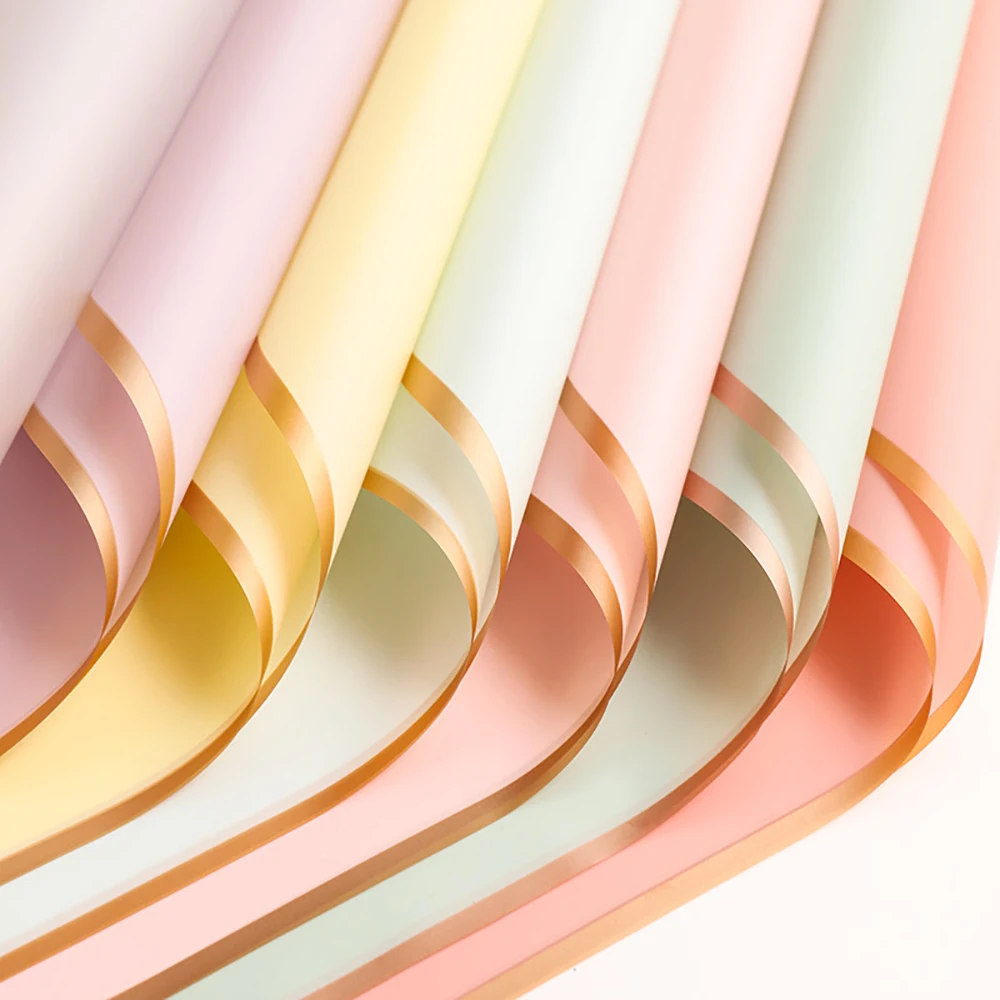 황금색 가장자리가 있는 꽃 포장지 10장, 방수 꽃다발 포장 - DIY 결혼식 및 생일에 이상적 title=황금색 가장자리가 있는 꽃 포장지 10장, 방수 꽃다발 포장 - DIY 결혼식 및 생일에 이상적