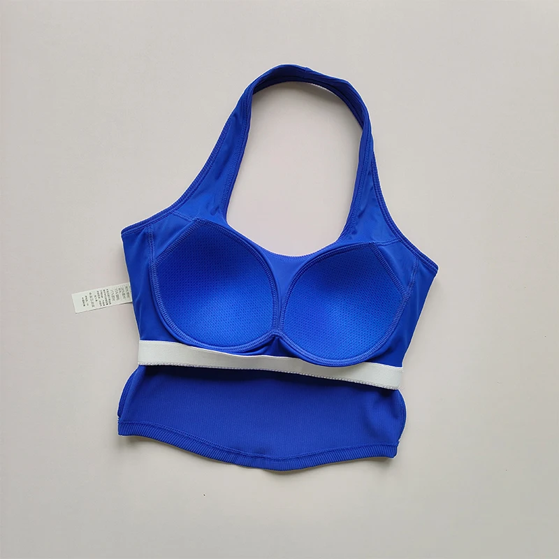 원피스 컵 2023 여름 새로운 스포츠 브래지어 여성의 충격 방지 러닝 수집 브래지어 교수형 목 뒤로 피트니스 탱크 탑