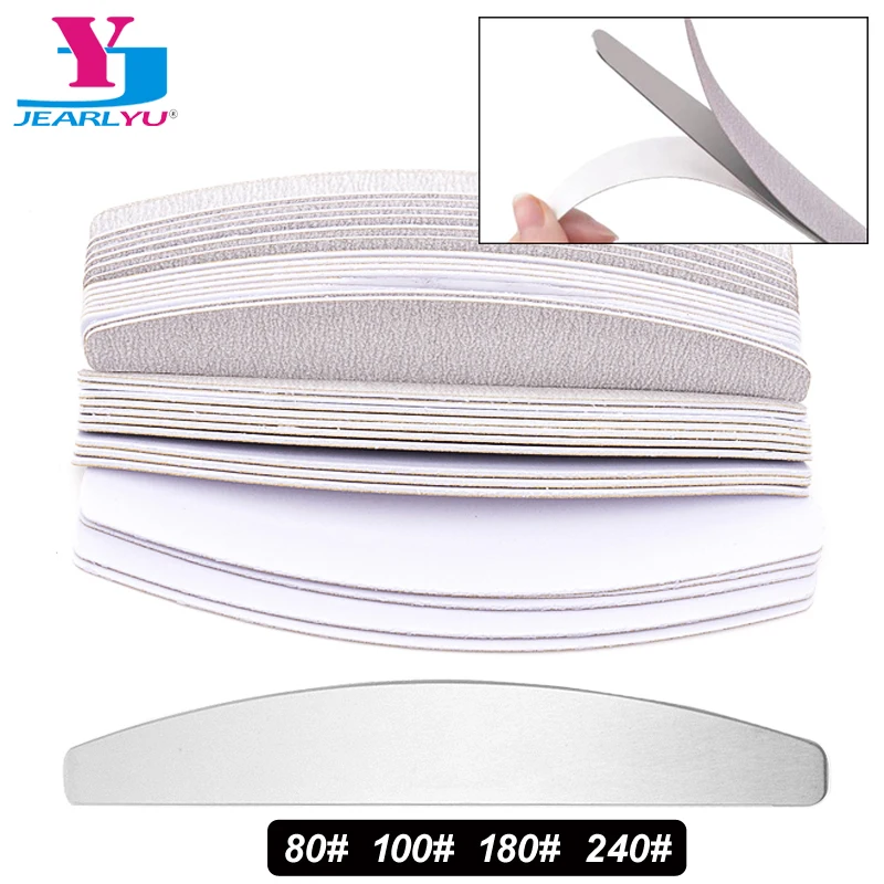 10 Pcs 하프 문 이동식 사포 네일 파일 스틸 핸들 80/100/180/240 금속 교체 파일 패드 일회용 매니큐어 title=10 Pcs 하프 문 이동식 사포 네일 파일 스틸 핸들 80/100/180/240 금속 교체 파일 패드 일회용 매니큐어 