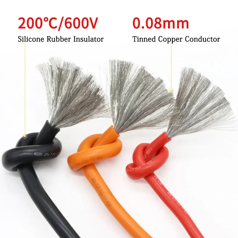 1M/5M 내열 케이블 30 28 26 24 22 20 18 16 15 14 13 12 10 AWG 울트라 소프트 실리콘 와이어 고온 유연한 구리