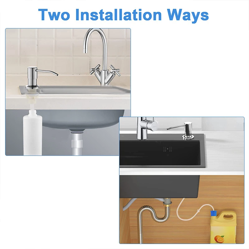 304 스테인레스 스틸 주방 싱크 비누 디스펜서 확장 튜브 접시 비누 프레스 펌프 헤드 콘센트 헤드 익스텐더 350/500ML