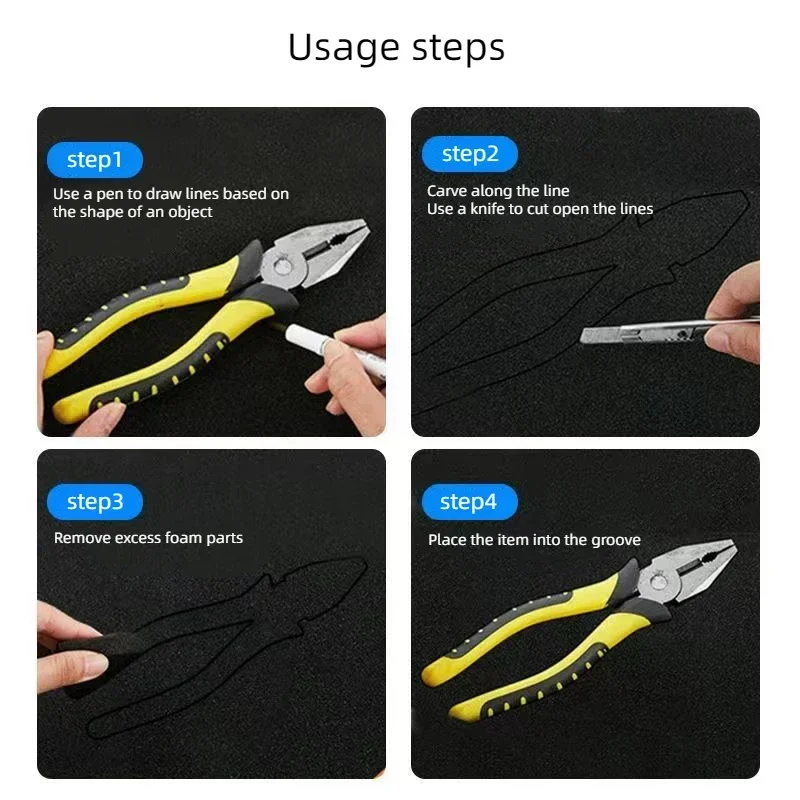 50x30cm 고밀도 폼 패드 도구 상자 충격 흡수 스폰지 시트 하드 비행 케이스 섀도우 폼 툴킷 도구 주최자 45x35cm