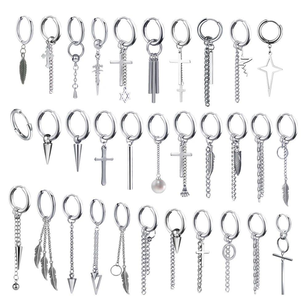 새로운 펑크 스테인레스 스틸 체인 후프 귀걸이, 여성 남성 2021 유행 고스 팝 힙합 펜던트 귀 보석 액세서리 귀걸이 title=새로운 펑크 스테인레스 스틸 체인 후프 귀걸이, 여성 남성 2021 유행 고스 팝 힙합 펜던트 귀 보석 액세서리 귀걸이 