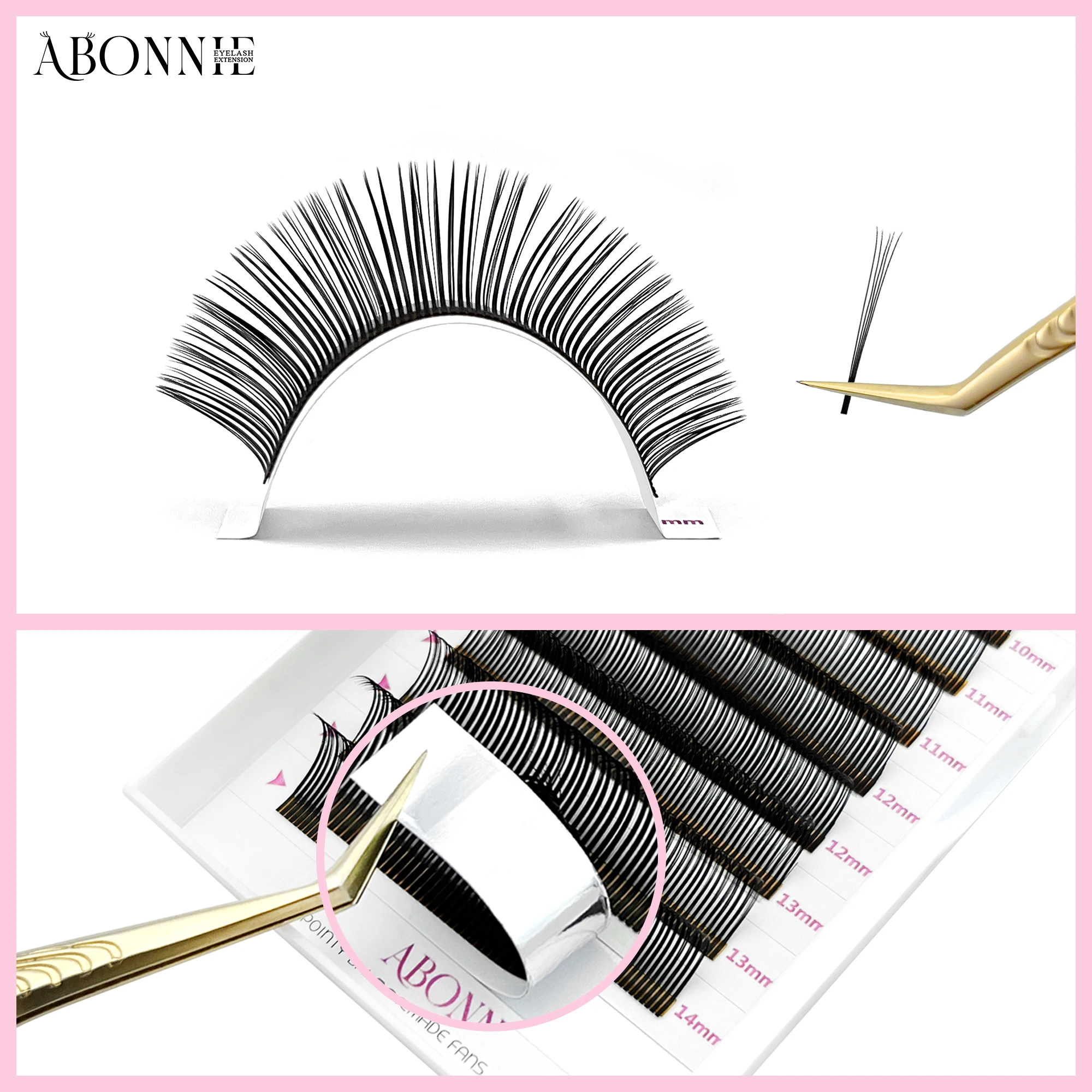 Abonnie 5D 꽃 속눈썹 스파이크 속눈썹 연장 푹신한 볼륨 팬 Wispy Lash Premade