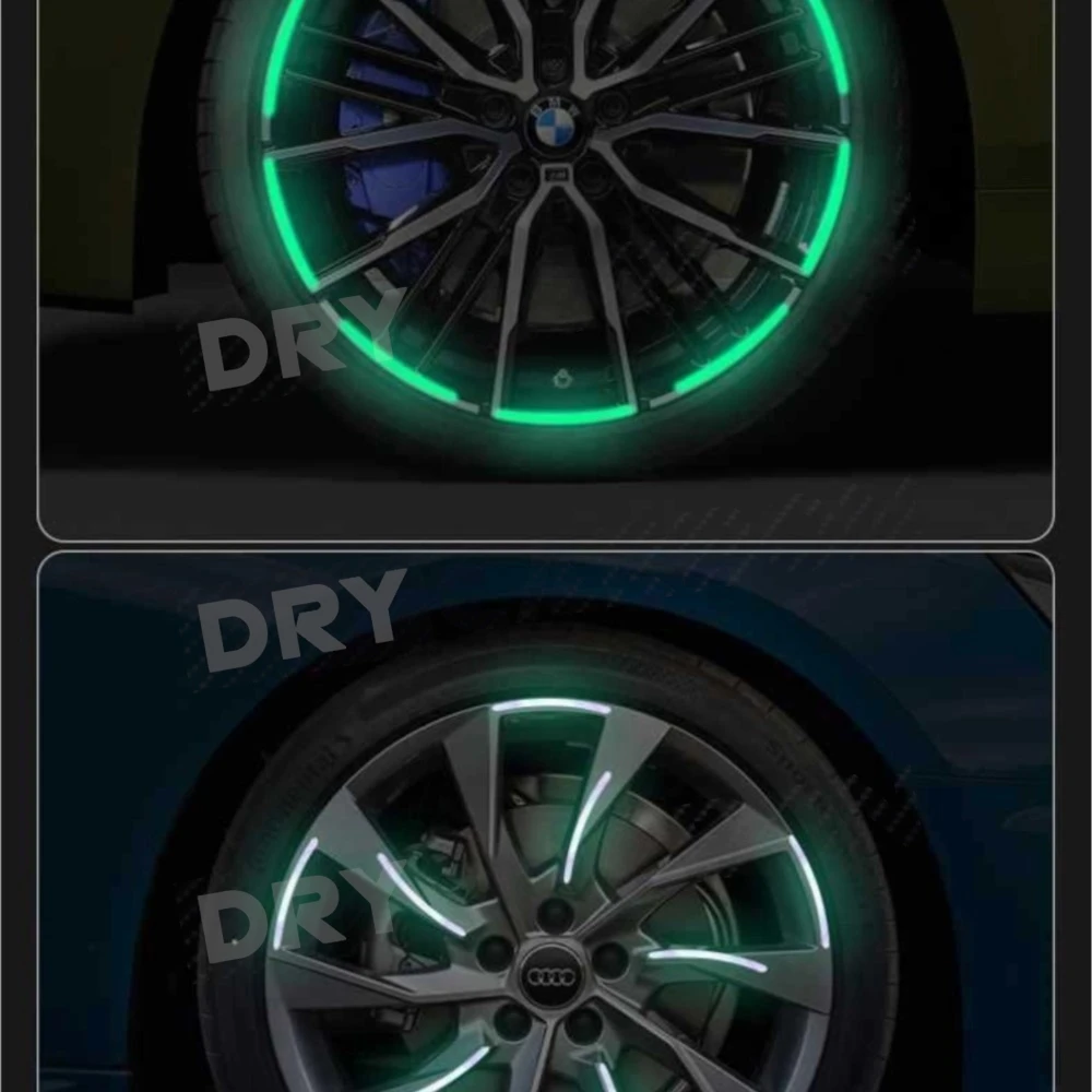 자동차 휠 허브 반사 스티커, 타이어 림 반사 스트립, 야간 운전, 자동차 자전거 오토바이 휠 스티커, 20 개