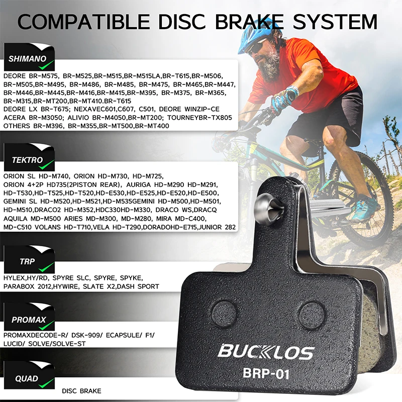 BUCKLOS 수지 디스크 브레이크 패드 SHIMANO B01S 내마모성 유압 브레이크 패드 B03S B05S 사이클링 부품 용 MTB 브레이크 패드