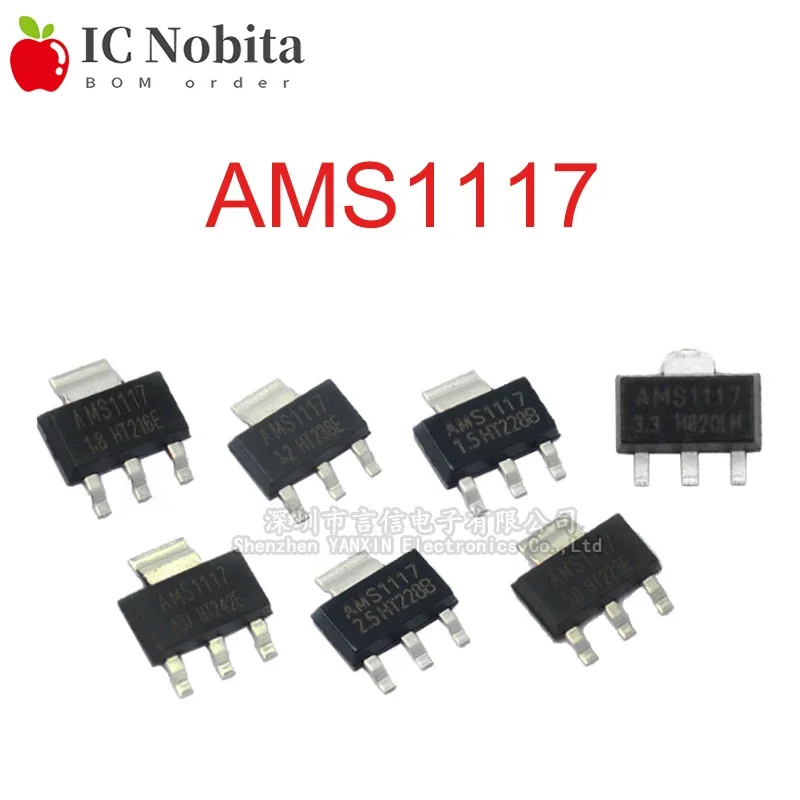 20PCS AMS1117 1.2V 1.5V 1.8V 2.5V 3.3V 5V ADJ LM1117 1117 선형 전압 조정기 SOT223 IC New title=20PCS AMS1117 1.2V 1.5V 1.8V 2.5V 3.3V 5V ADJ LM1117 1117 선형 전압 조정기 SOT223 IC New 