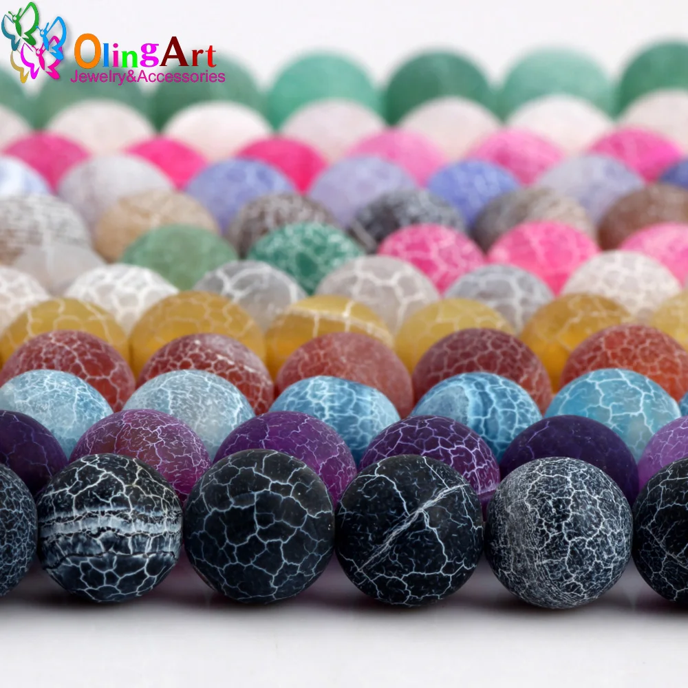 6MM/8MM/10MM 라운드 매트 여러 가지 빛깔의 프로스트 마노 천연 준 보석 루즈 비즈 DIY 목걸이 쥬얼리 만들기