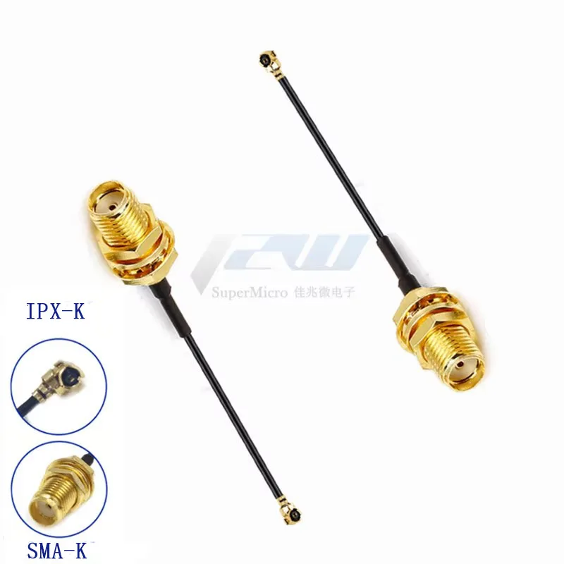5 개/몫 IPX-SMA, SMA 커넥터 케이블 암-UFL/u.FL/IPX/IPX,RF 동축 어댑터 어셈블리 피그테일 케이블 1.13MM RP-SMA-KY