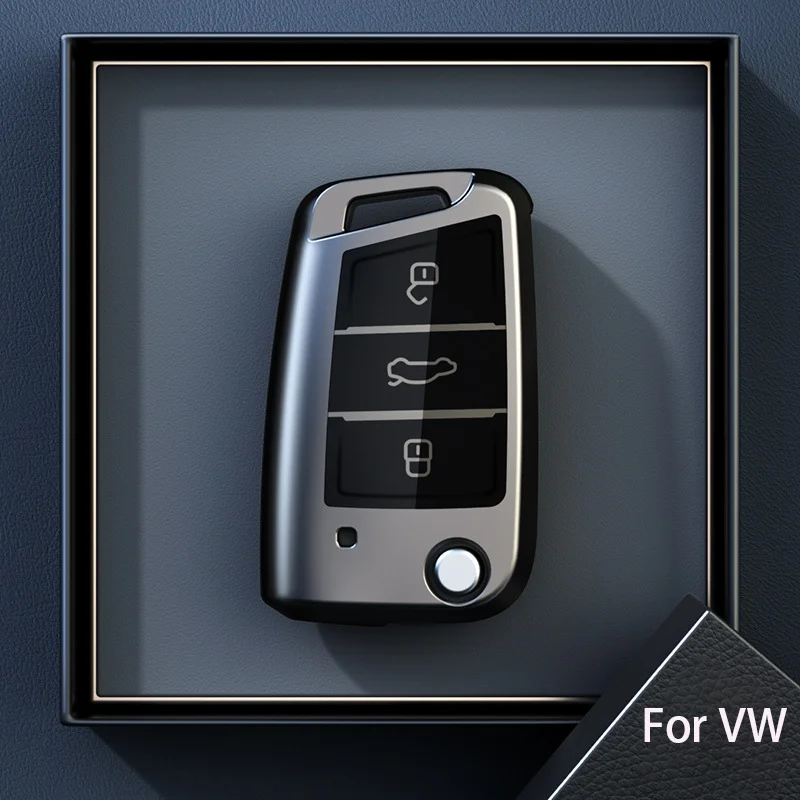 폭스 바겐 폭스 바겐 폴로 골프 7 Passat Tiguan MK2 비틀 Ateca 캐디 T5 플립 접이식 자동차 키 케이스 커버 액세서리 용 티타늄 그레이