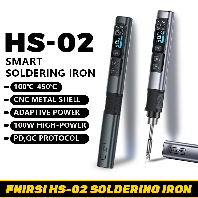 FNIRSI HS-02 납땜 인두 스마트 슬립 IPS 컬러 디스플레이 화면 100-450 ℃   납땜 재작업 스테이션 PD100W 휴대용 수리 도구 title=FNIRSI HS-02 납땜 인두 스마트 슬립 IPS 컬러 디스플레이 화면 100-450 ℃   납땜 재작업 스테이션 PD100W 휴대용 수리 도구 