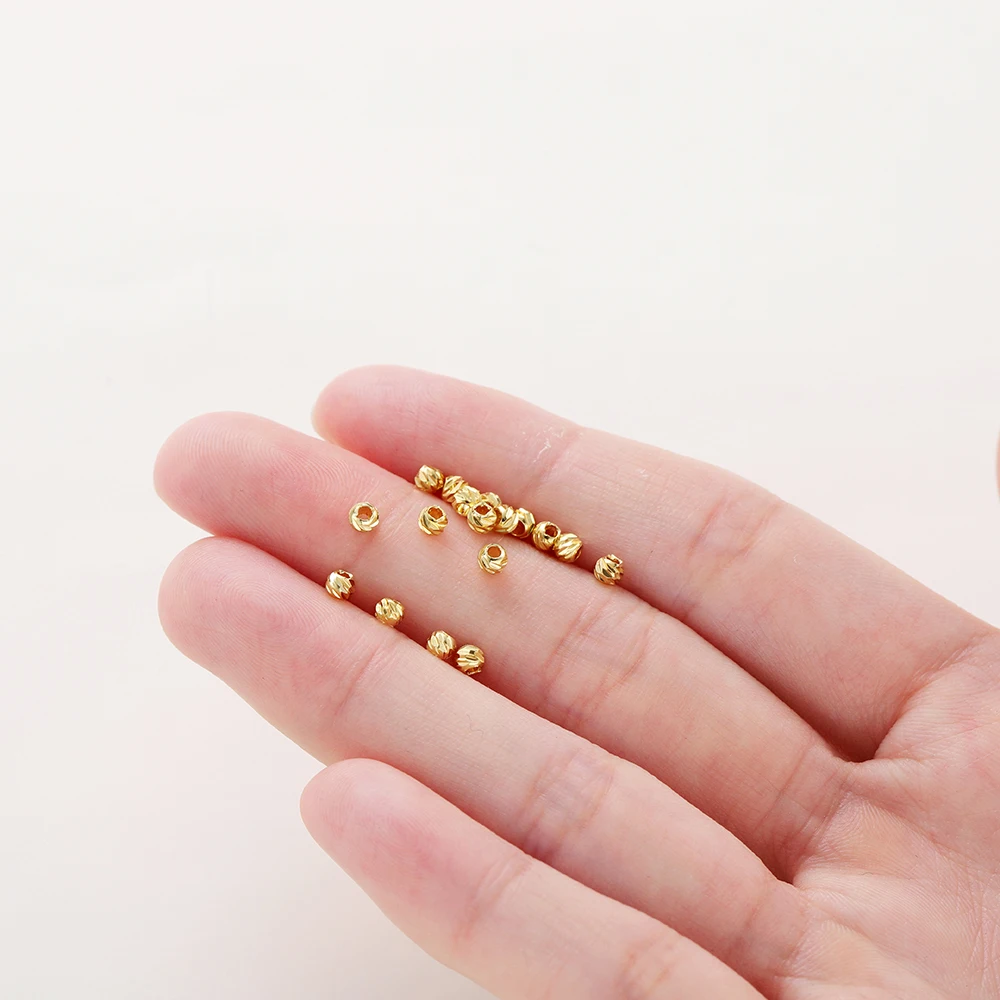 DIY 쥬얼리 액세서리 14K/18K 골드 도금 스트라이프 컷 플라워 비즈 2.5/3/4/5/6mm 스페이서 비즈 대량 핸드 비딩 소재