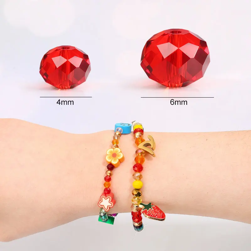 3*4mm 4*6mm Rondelle면 처리 된 유리 구슬 보석에 대 한 느슨한 스페이서 크리스탈 라운드 구슬 DIY 목걸이 팔찌 액세서리 만들기