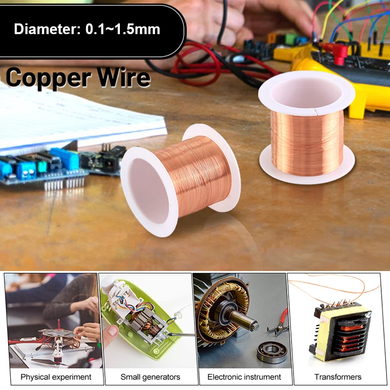 1-3롤 50g 구리 와이어 0.1~1.5mm 케이블 구리 와이어 자석 와이어 구리 래커 와이어 에나멜 구리 권선 와이어
