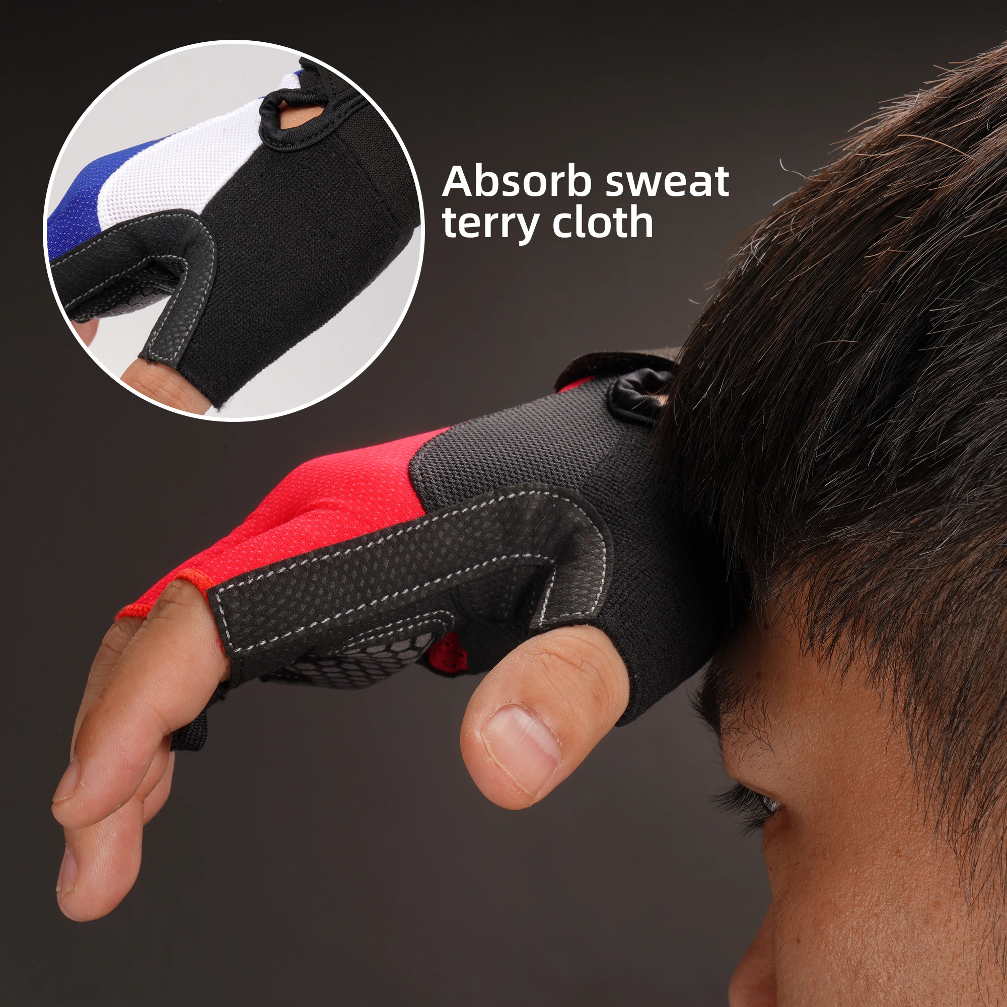 DAREVIE 사이클링 장갑 젤 패드, 폼 충격 방지 사이클링 장갑, 하프 핑거, 생체 공학적 MTB 장갑, 프로 팀, 60kg/m³, 남녀공용