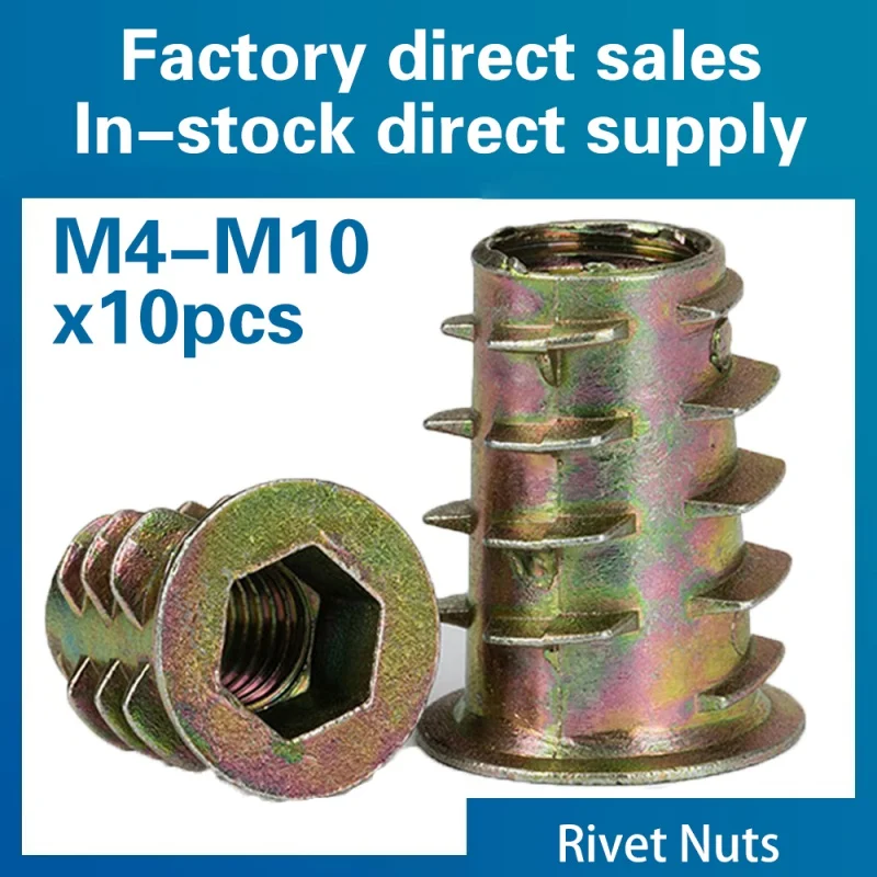아연 합금 스레드 나무 삽입 너트 플랜지 육각 드라이브 헤드 가구 너트 M4 M5 M6 M8, 10 개/묶음 title=아연 합금 스레드 나무 삽입 너트 플랜지 육각 드라이브 헤드 가구 너트 M4 M5 M6 M8, 10 개/묶음 