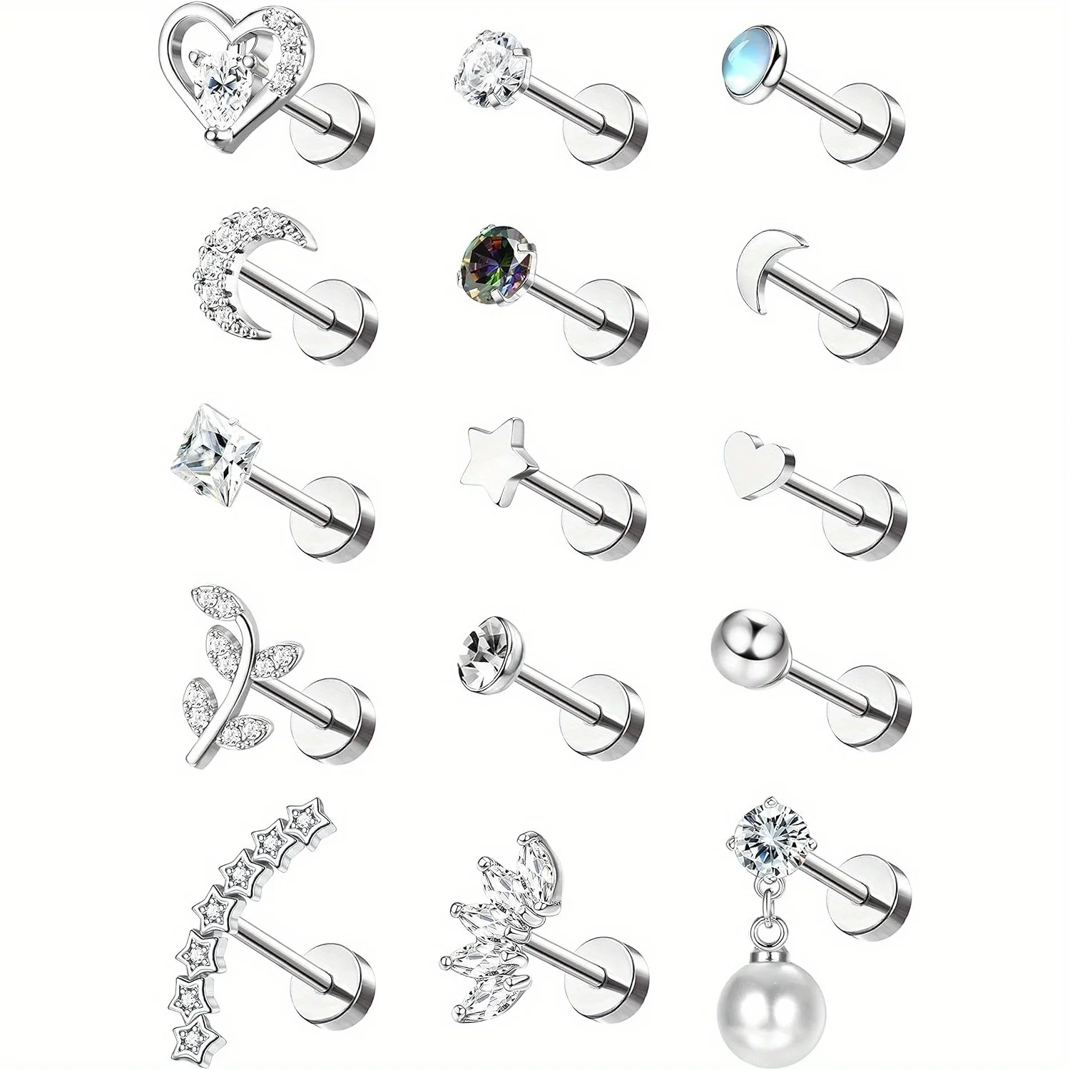 여성을위한 Drperfect 스테인레스 스틸 연골 스터드 귀걸이 오팔 스타 진주 귀걸이 스터드 꽃 스터드 귀 피어싱 쥬얼리 title=여성을위한 Drperfect 스테인레스 스틸 연골 스터드 귀걸이 오팔 스타 진주 귀걸이 스터드 꽃 스터드 귀 피어싱 쥬얼리 