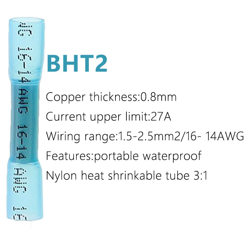 열 수축 버트 와이어 커넥터, 방수 절연 자동차 와이어 케이블 크림프 터미널, AWG 26-10 0.3-6.0 mm2