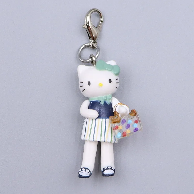 카와이 헬로 키티 귀여운 KT 고양이 키 체인 펜던트 가방 지퍼 전화 체인 장식 케이크 펜던트 애니메이션 여성 액세서리 도매