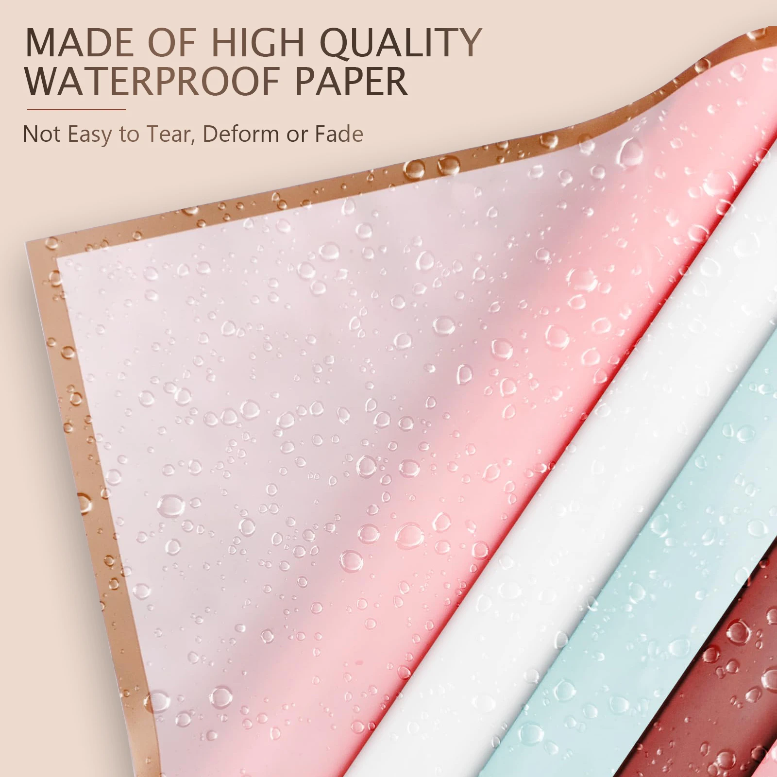 황금색 가장자리가 있는 꽃 포장지 10장, 방수 꽃다발 포장 - DIY 결혼식 및 생일에 이상적