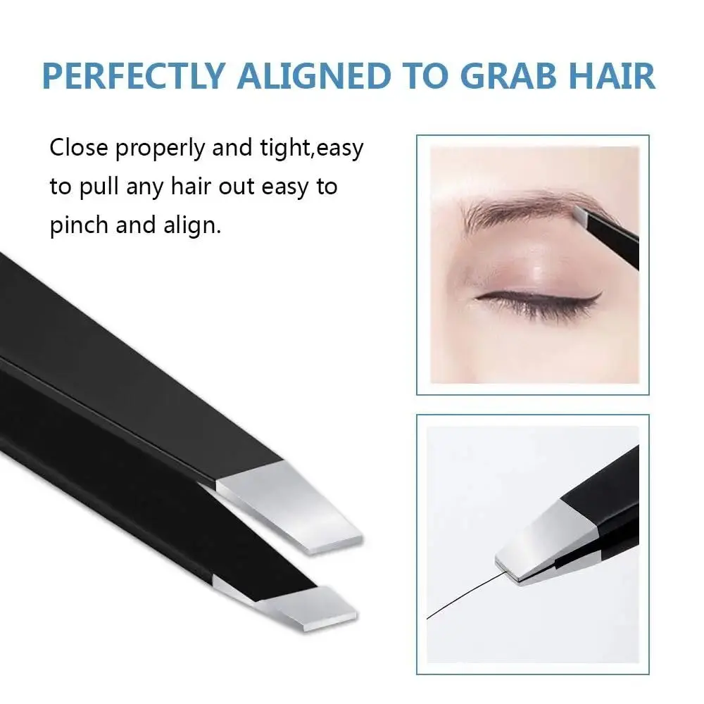 4팩 핀셋 세트 - 남성 및 여성을 위한 전문 스테인레스 스틸 핀셋, 얼굴 털, 턱용 정밀 눈썹 핀셋,