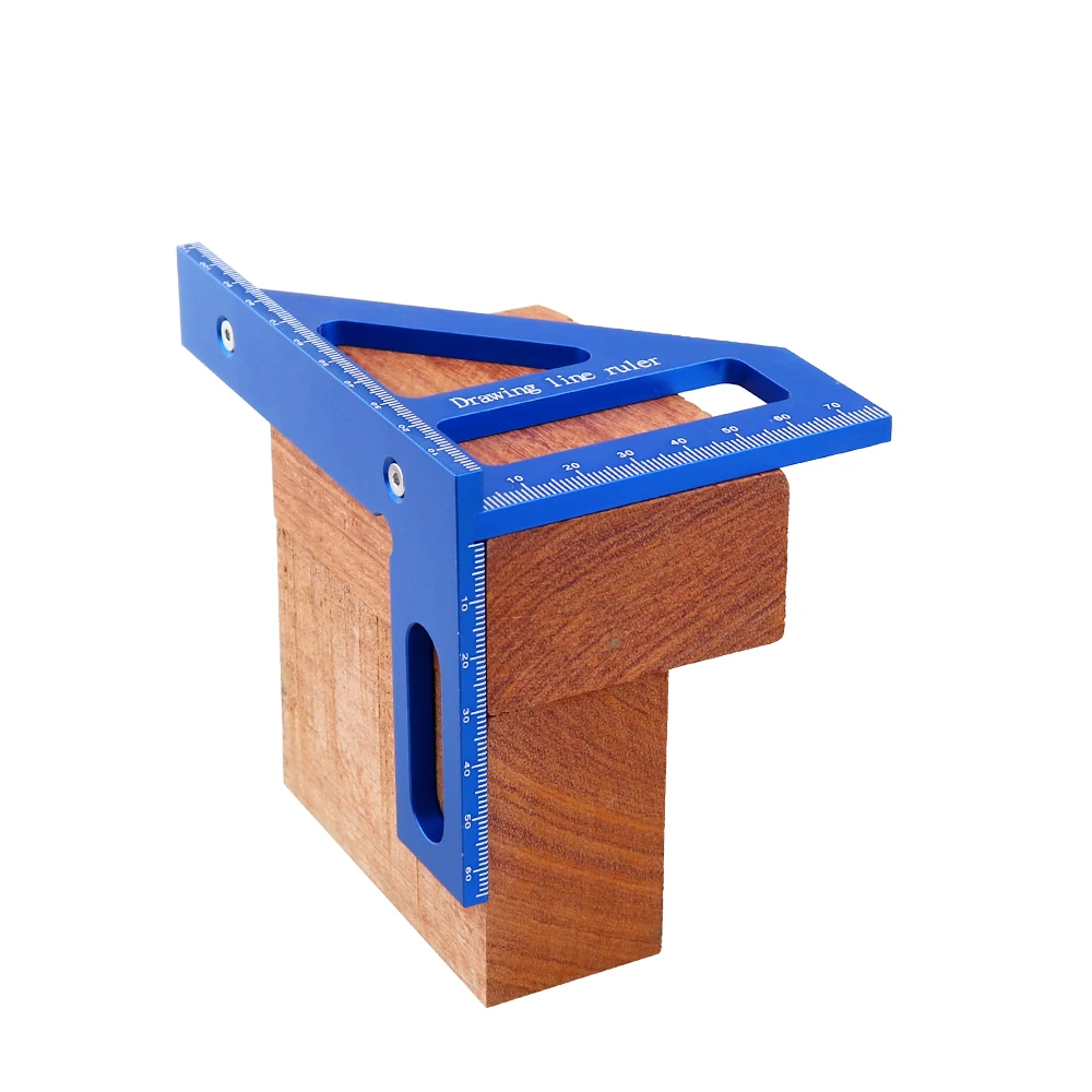 정밀 알루미늄 합금 마이터 삼각형 눈금자 45 ° /90 °   목공 사각 각도기 3D 다기능 측정 도구