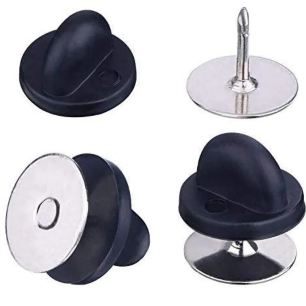 50pcs 블랙 PVC 고무 핀 백업 나비 클러치 타이 압정 옷깃 홀더 걸쇠 핀 캡 키퍼 유니폼 배지 교체