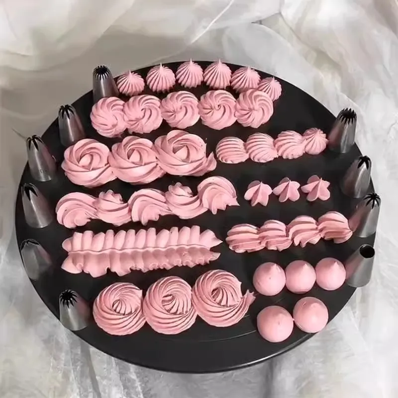 8pcs 파이프 노즐 세트 스테인레스 스틸 아이싱 노즐 크림 케이크 파이프 팁 디저트 비스킷 컵 케이크 주방 액세서리