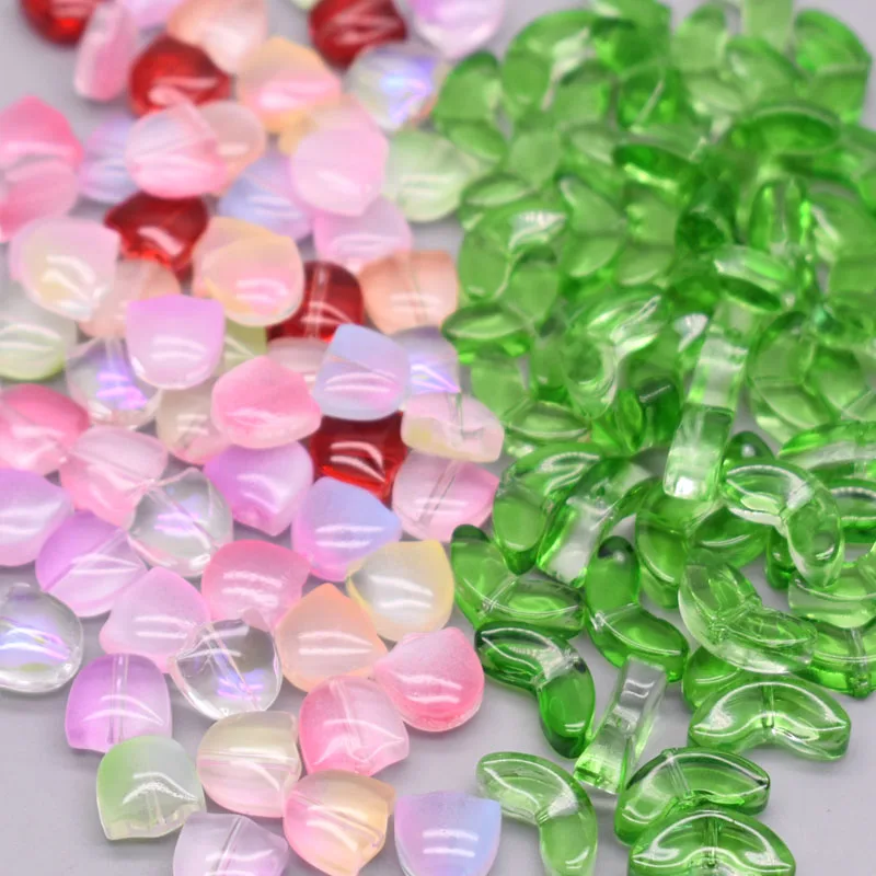 30pcs 9mm 튤립 꽃 Lampwork 비즈 여러 가지 빛깔의 유리 플로라 비즈 DIY 팔찌 목걸이 공예 용품에 대한 느슨한 비즈