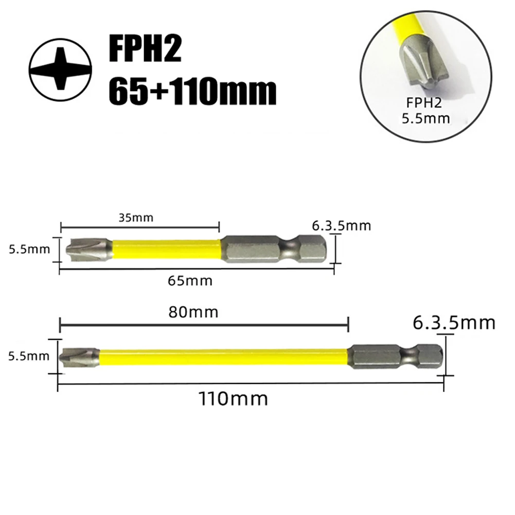 SenNan 65mm 110mm 소켓 스위치 핸드 툴용 전기 기사 FPH2 용 자기 특수 슬롯 형 십자 드라이버 비트