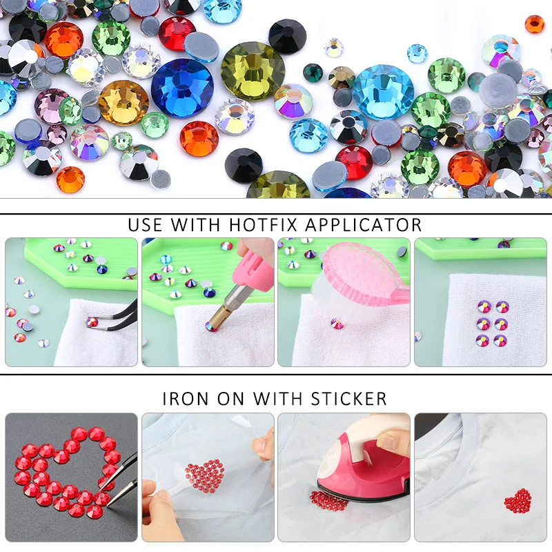 핫픽스 라인 석 크리스탈 클리어 AB 플랫 백 아이언 Strass Stones 핫 픽스 라인 석 바느질 장식 의류 비즈