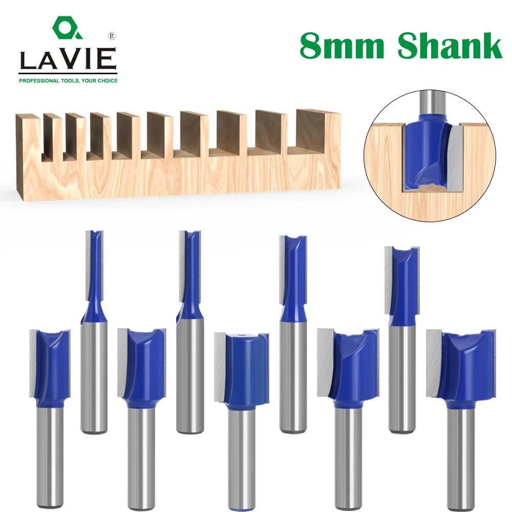 LAVIE 1pc 8mm 생크 스트레이트 비트 텅스텐 카바이드 더블 플루트 라우터 비트 목재 목공 도구 C08-002 용 밀링 커터 title=LAVIE 1pc 8mm 생크 스트레이트 비트 텅스텐 카바이드 더블 플루트 라우터 비트 목재 목공 도구 C08-002 용 밀링 커터