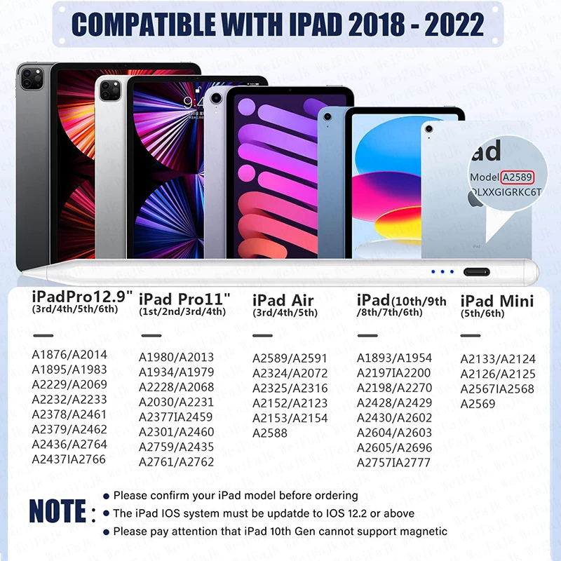 Apple Pencil 2세대 Ipad 연필 2 스타일러스 펜 iPad Pro 11 12.9 Air 4 5 7 8 9 10th Mini 5 6 2018-2023 액세서리