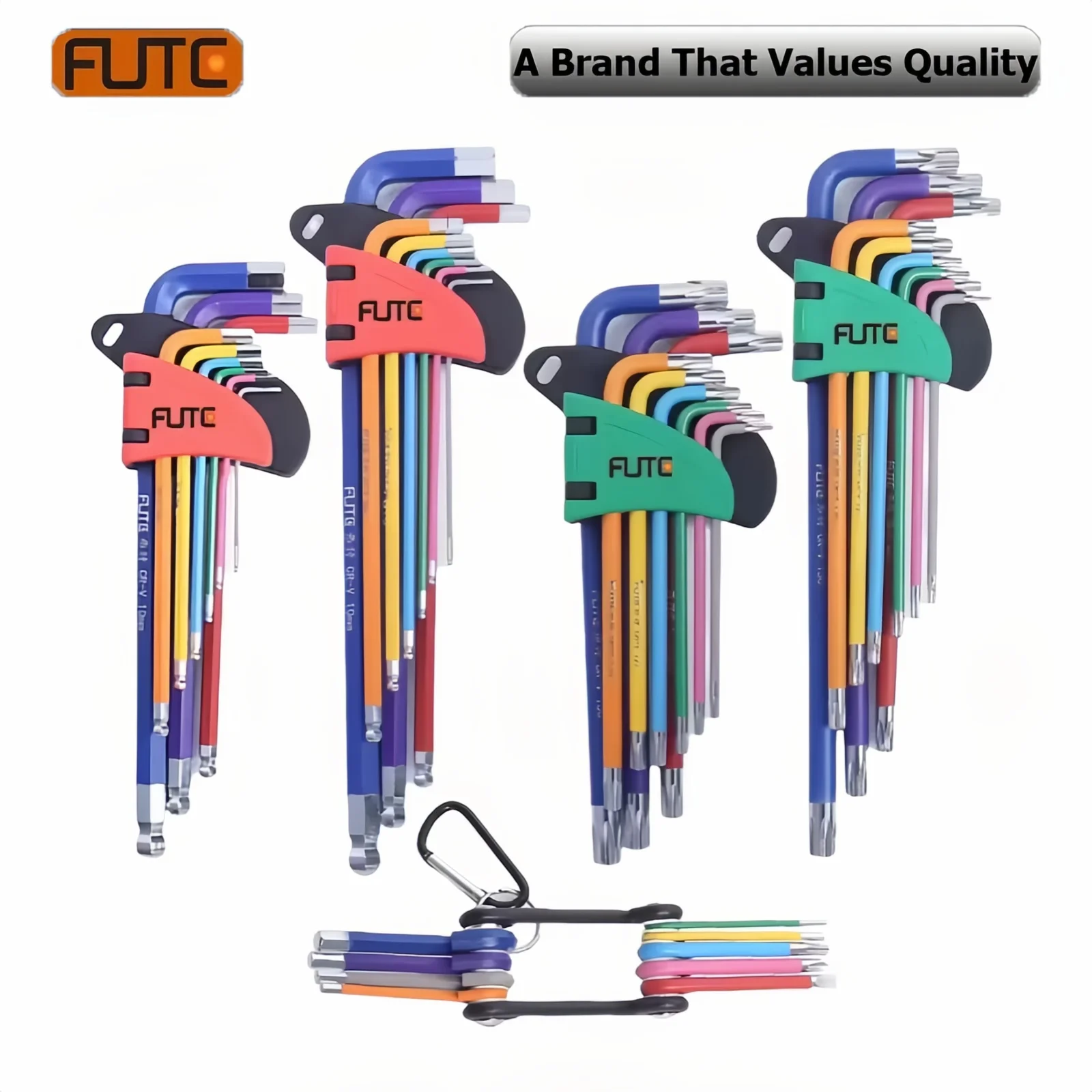 FUTE 알렌 키 세트 알렌 나사 용 L 렌치 키트 9PCS 긴 팔 육각 키 세트 1.5mm ~ 10mm 육각 스패너 핸드 툴 자전거 수리