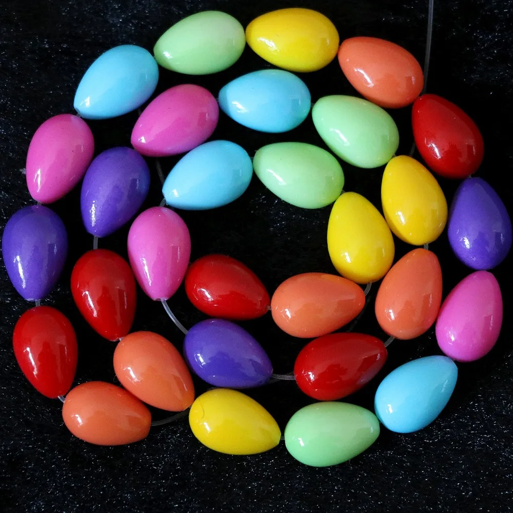 혼합 색상 뜨거운 판매 매력 페인트 유리 구슬 9x13mm 눈물 방울 물방울 보석 만들기 15