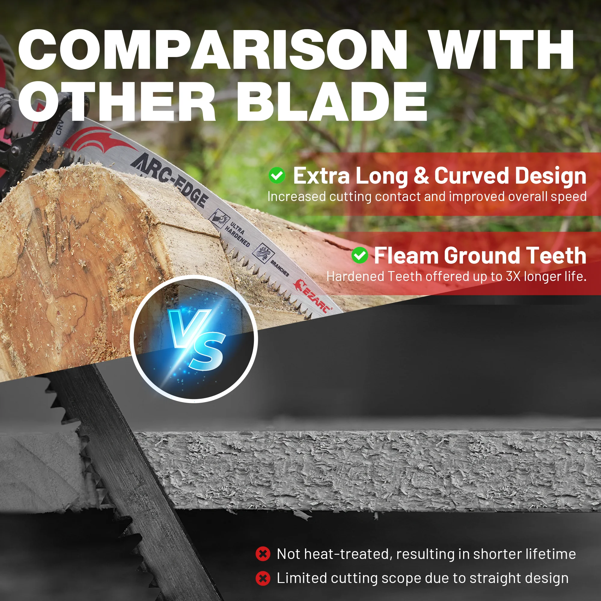 12 인치 일본 치아 왕복 톱 블레이드 3pcs 나무 가지 치기 6TPI 아크 가장자리 톱 블레이드 나무 트리밍 목재 절단