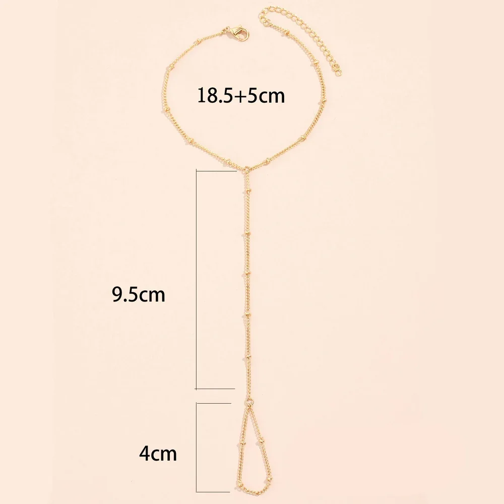 Dainty 핸드 체인 팔찌 반지 골드 도금 수제 링크 체인 연결 하네스 팔찌 여성을위한 핸드 쥬얼리 유행 선물