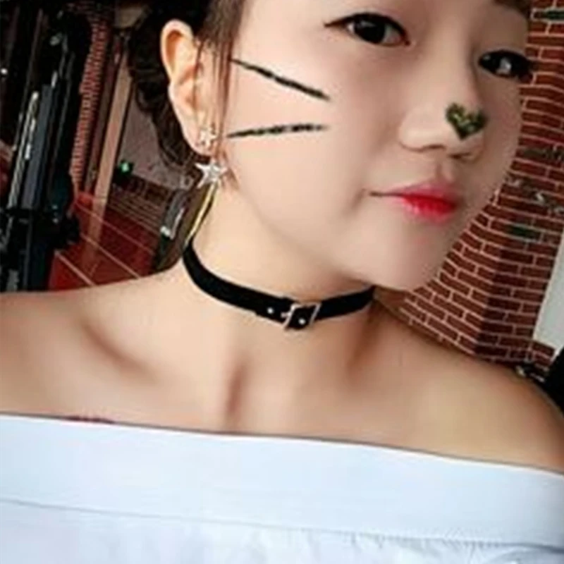 초커 고딕 펑크 스타일 블랙 인조 가죽 초커 목걸이, 여성 크루 넥 목걸이 여성 파티 쥬얼리 파티 선물 장신구