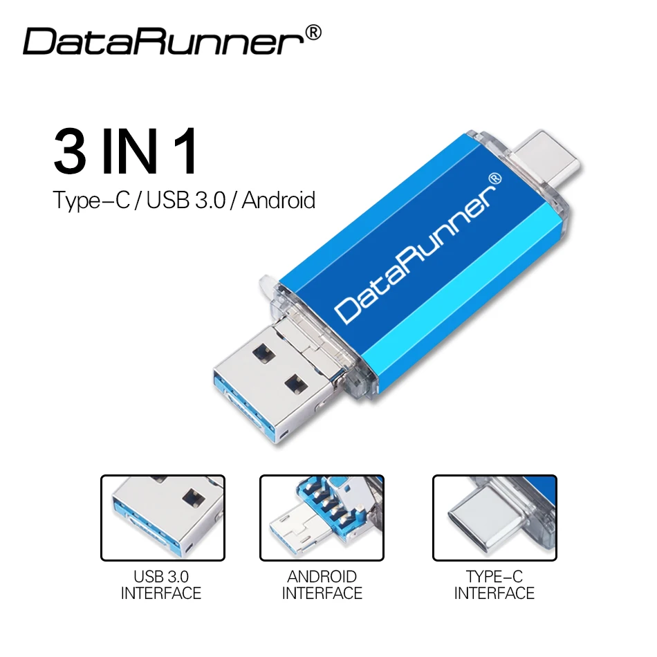 DataRunner 3 IN 1 고속 OTG USB 플래시 드라이브 유형 C 펜 드라이브, 512GB 256GB 128GB 64GB 32GB Pendrive USB 3.0 메모리 스틱 title=DataRunner 3 IN 1 고속 OTG USB 플래시 드라이브 유형 C 펜 드라이브, 512GB 256GB 128GB 64GB 32GB Pendrive USB 3.0 메모리 스틱 