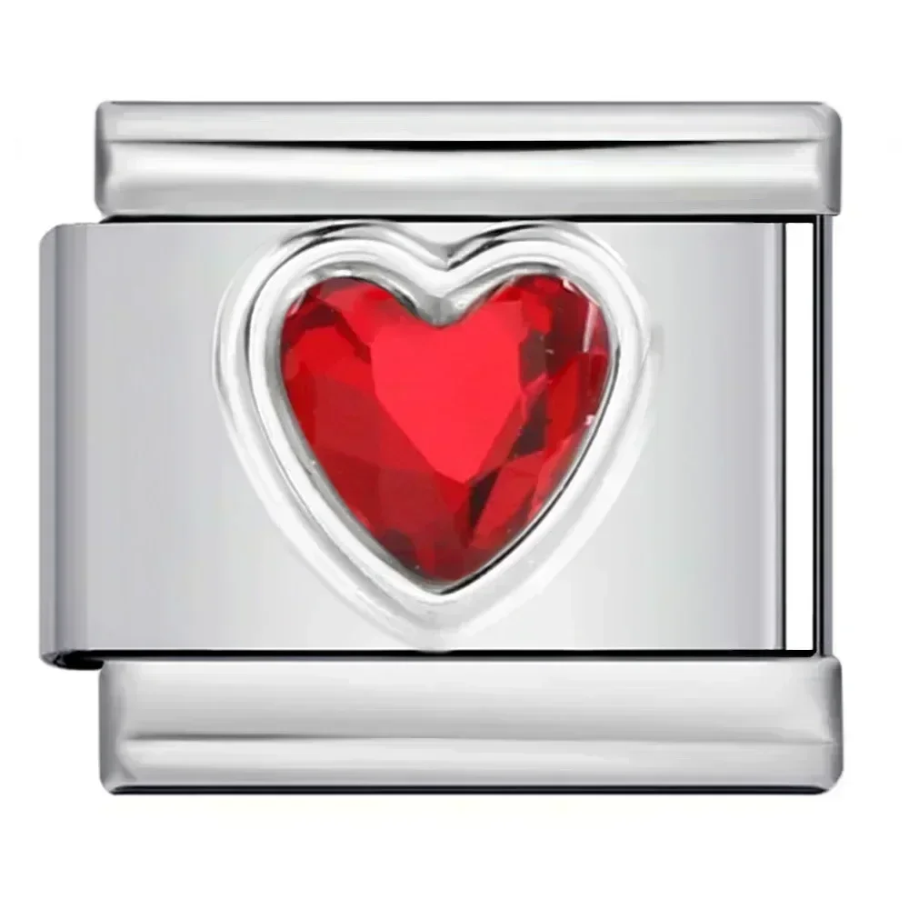 새로운 로맨틱 러브 하트 스파클링 이탈리아 매력 링크 팔찌 스테인레스 스틸 쥬얼리 DIY 여자 친구 발렌타인 데이 선물 만들기