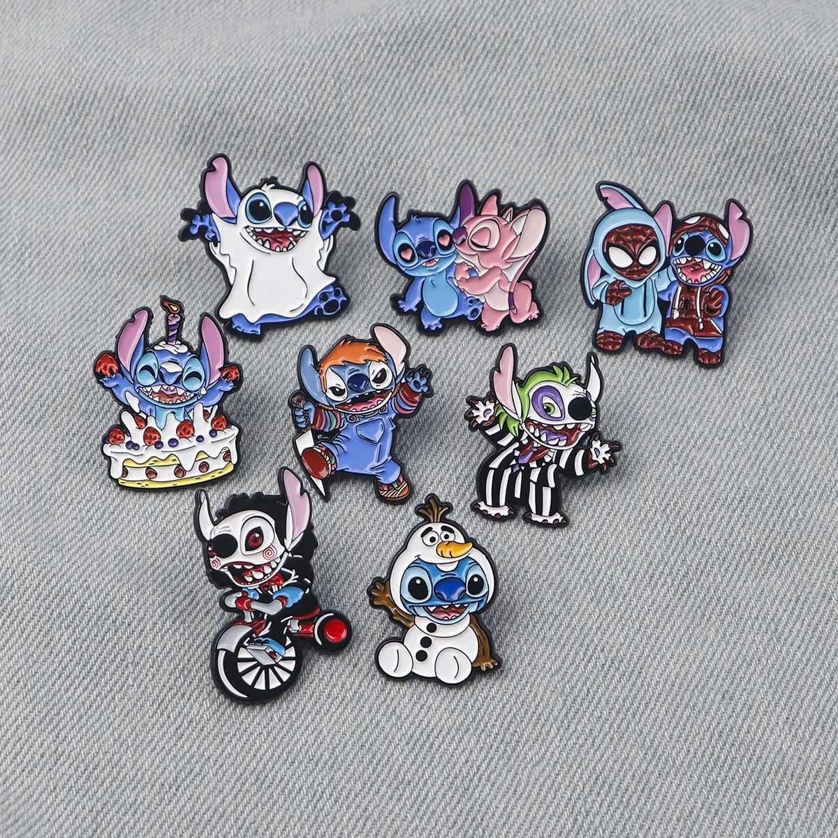 여성을위한 만화 스티치 에나멜 핀 브로치 배낭에 옷깃 핀 배지 의류 액세서리 패션 쥬얼리 할로윈 선물