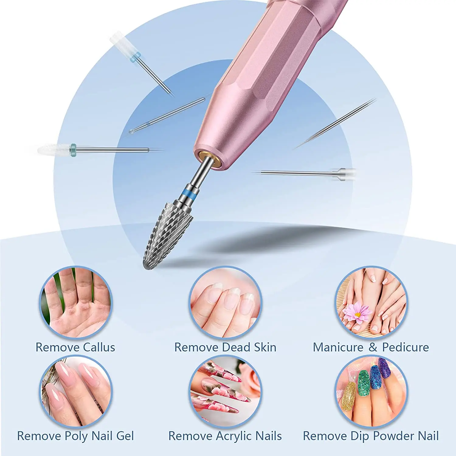 13PC 매니큐어 헤드 밀링 커터 세트, 네일 뷰티 디버링 젤 데드 스킨, 자동 연마 기계 액세서리에 사용