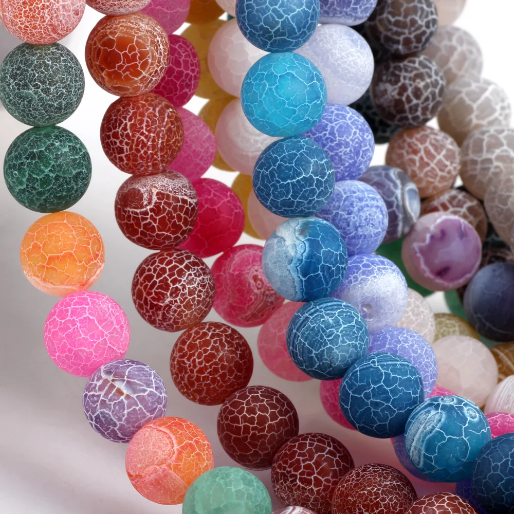 6MM/8MM/10MM 라운드 매트 여러 가지 빛깔의 프로스트 마노 천연 준 보석 루즈 비즈 DIY 목걸이 쥬얼리 만들기