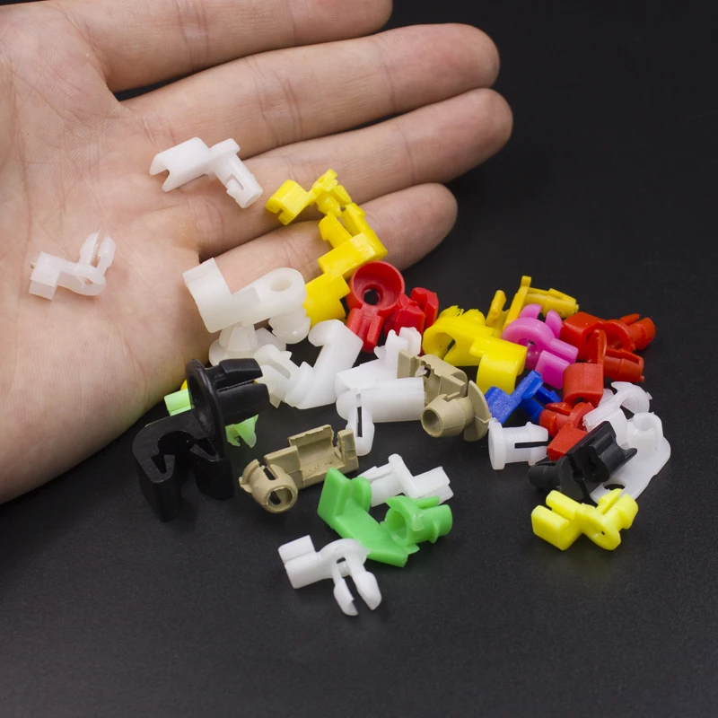 범용 자동 도어 잠금 막대 클립 드라이버 사이드 핸들 리테이너는 3mm 4mm 구멍 플라스틱 리벳 패스너 리테이너 자동차 와이어 클립에 적합